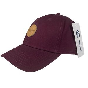 NEW Cleveland Golf Leather Patch Hat Cap Maroon Adjustable NWT